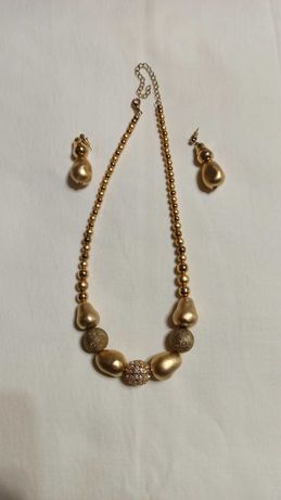Набор колье ожерелье и серьги золотого цвета бижутерия