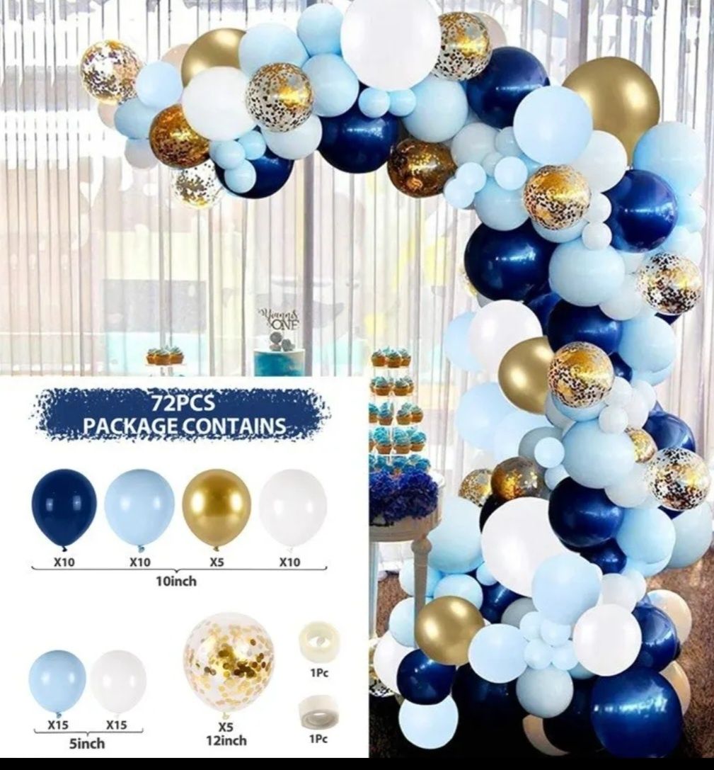 Zestaw balonów Gold blue 72 szt