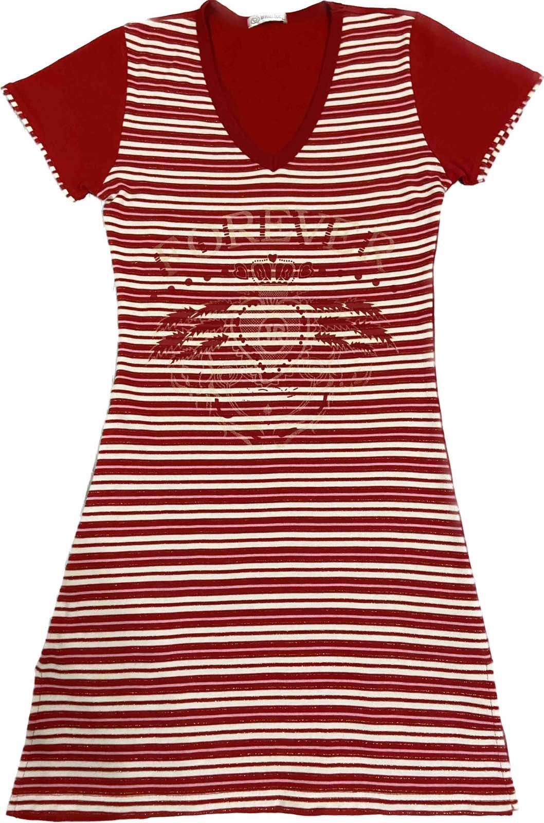 Сукня - футболка трикотажна червона з білим, розмір м