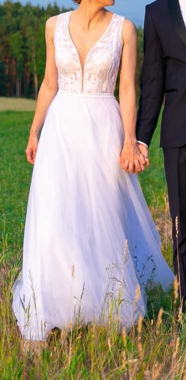 Suknia ślubna szyta na zamówienie, wzrost 167+10cm