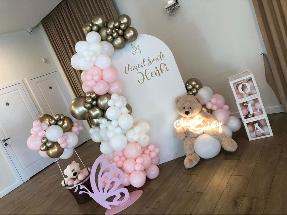 Ścianka balon chrzest Komunia dekoracja