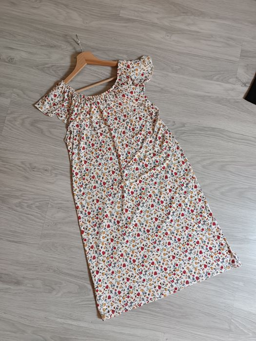 Sukienka z wiskozy letnia Hiszpanka boho w kwiatki romantyczna M
