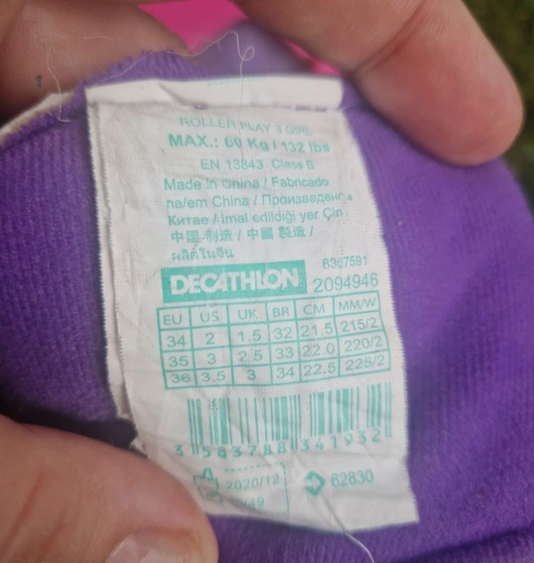 Różowe rolki dla dziewczynki 1Paly3 od OXELO Decathlon – roz.34-36