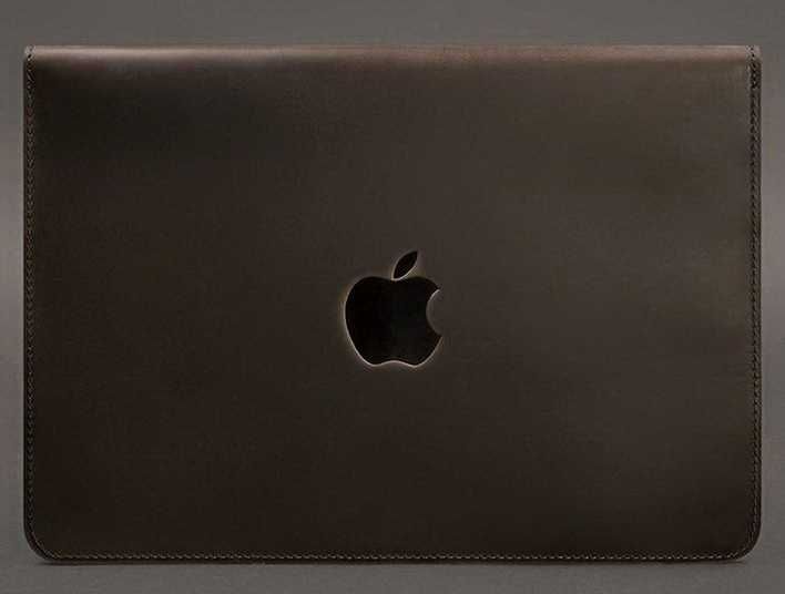 Шкіряний чохол на магнитах на MACBOOK 15 дюйм ТЕМНО-КОРИЧНЕВЫЙ