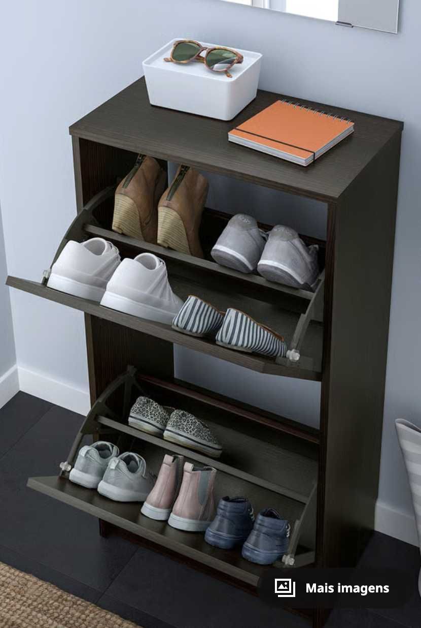 4 Sapateiras Bissa c/2 comp., preto-castanho, 49x28x93cm - Ikea