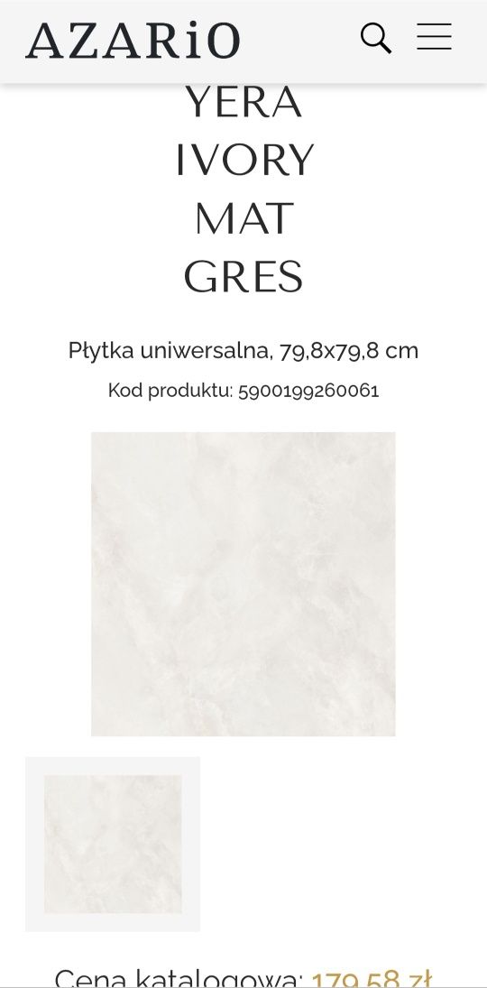 Płytki Azario Yera Ivory Mat Gres 80x80