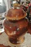 Antigo pote em cobre e latão c/tampa