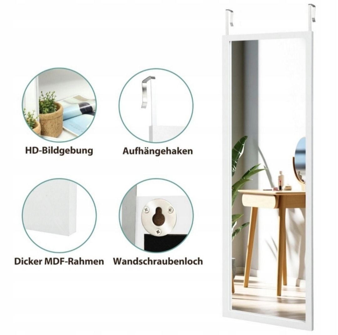 Lustro Costway ścienne prostokąt rama drewno, metal 37x 120cm
