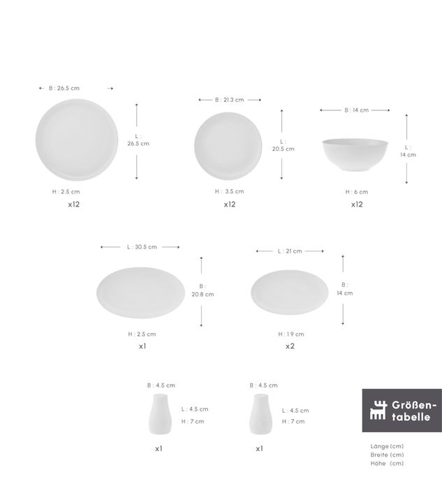 Zestaw porcelanowy KARACA Allure 41 el. – dla 12 osób, elegancki