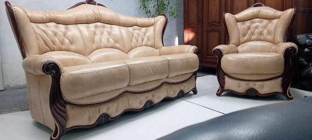 Шкіряний диван, 3+1 шкіряне крісло, шкіряна мебель