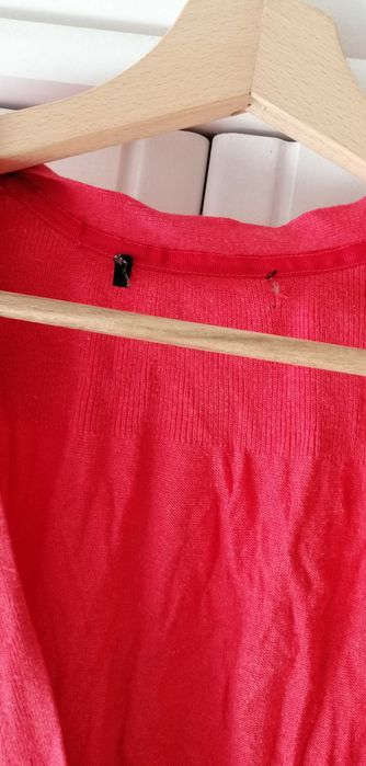 różowy malinowy koralowy długi sweterek kardigan narzutka  42XL 40L