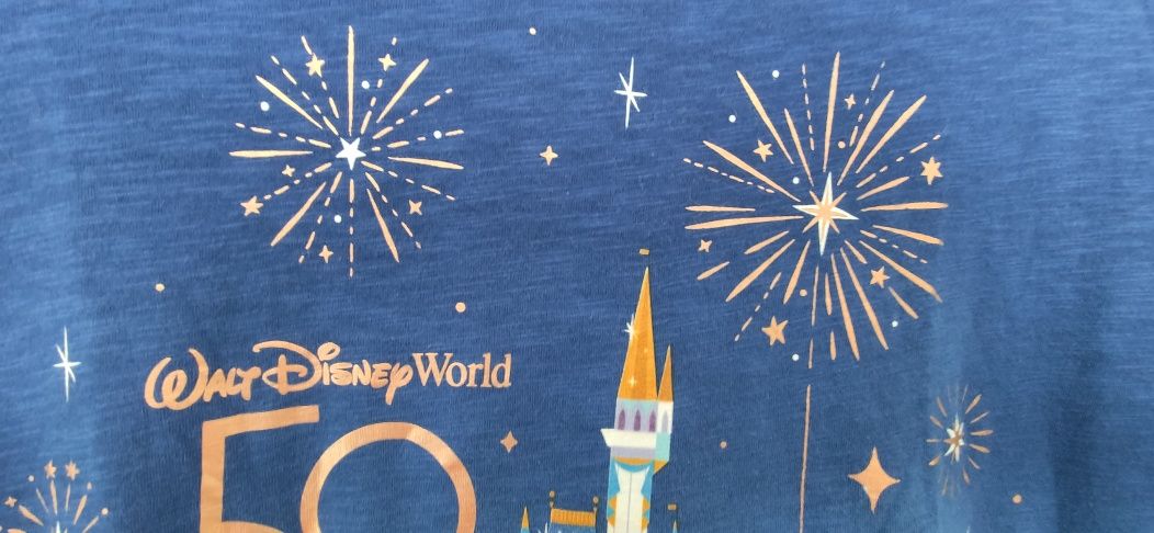 Koszulka Walt Disney World na 50 lecie Disney z bawełny 2yK tur,nieb