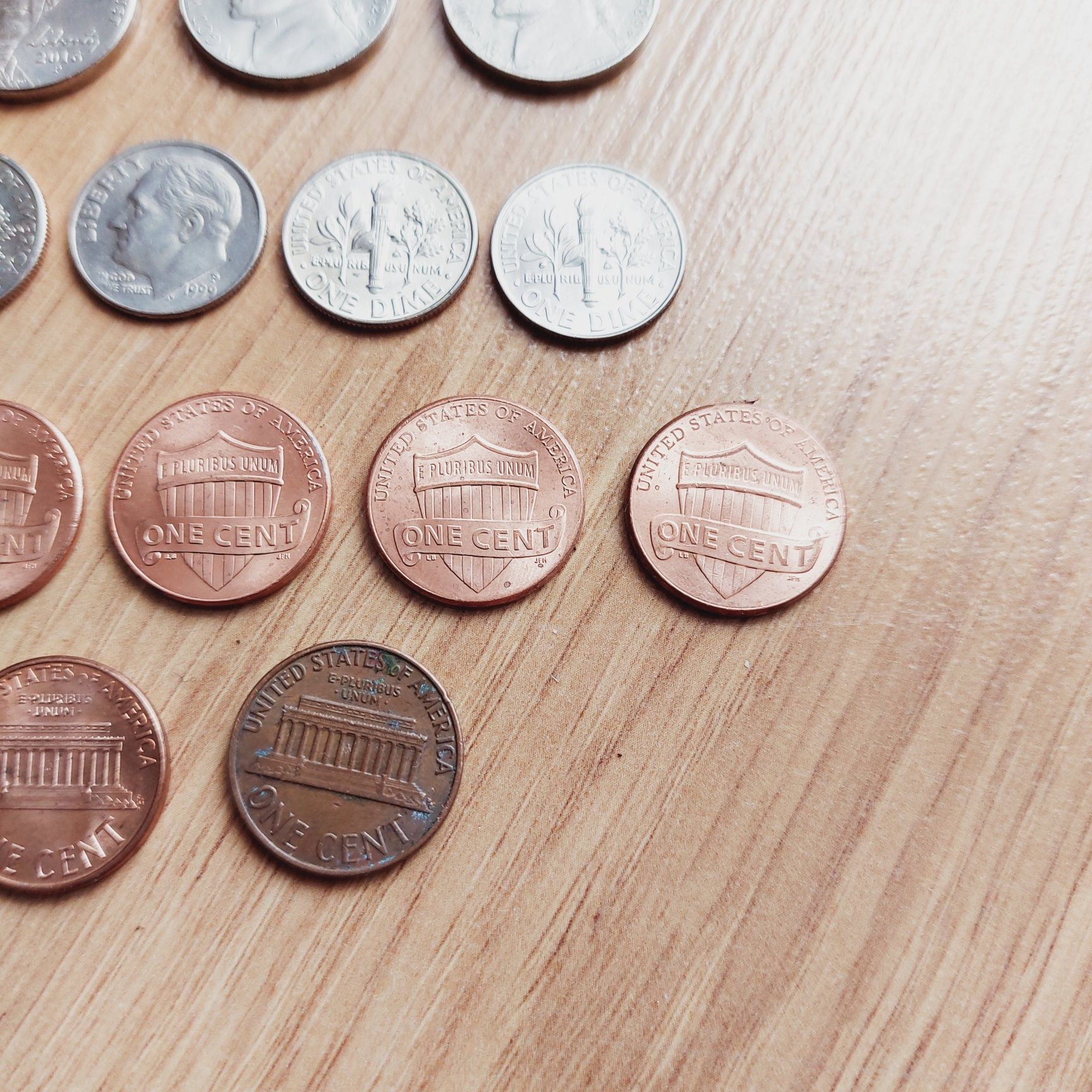 Zestaw monet USA 25 centów, 1 cent, 5 centów, 1 dime