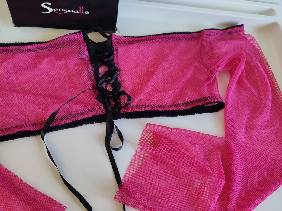 Bielizna sexy koszulka i figi różowe rozm. uniwersalny NOWE