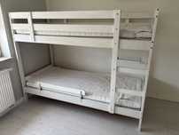 Łóżko piętrowe Ikea Mydal 90x200 białe + materace, maty i barierka