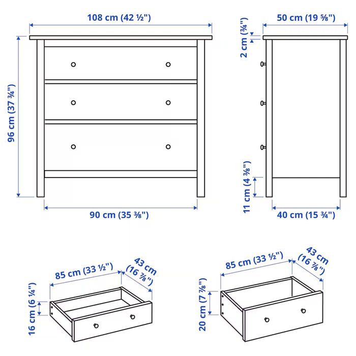 Komoda Hemnes 3 szuflady Ikea