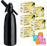Saturator syfon do wody gazowanej czarny 1L + 50 naboi + 5 kostek lodu