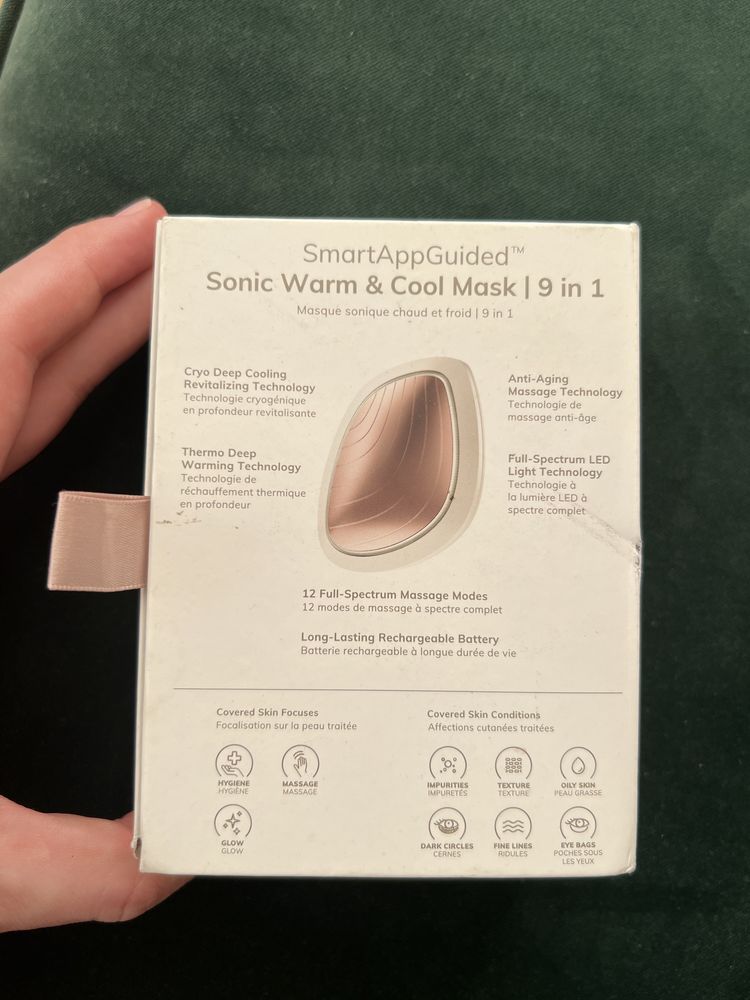 Geske masażer soniczny 9 w 1 cieplo-zimno do wtlaczania maseczek z LED