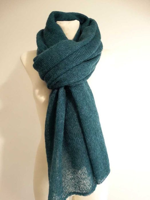 Szal Moherowy Duży Mgiełka Morski Kolor H&M