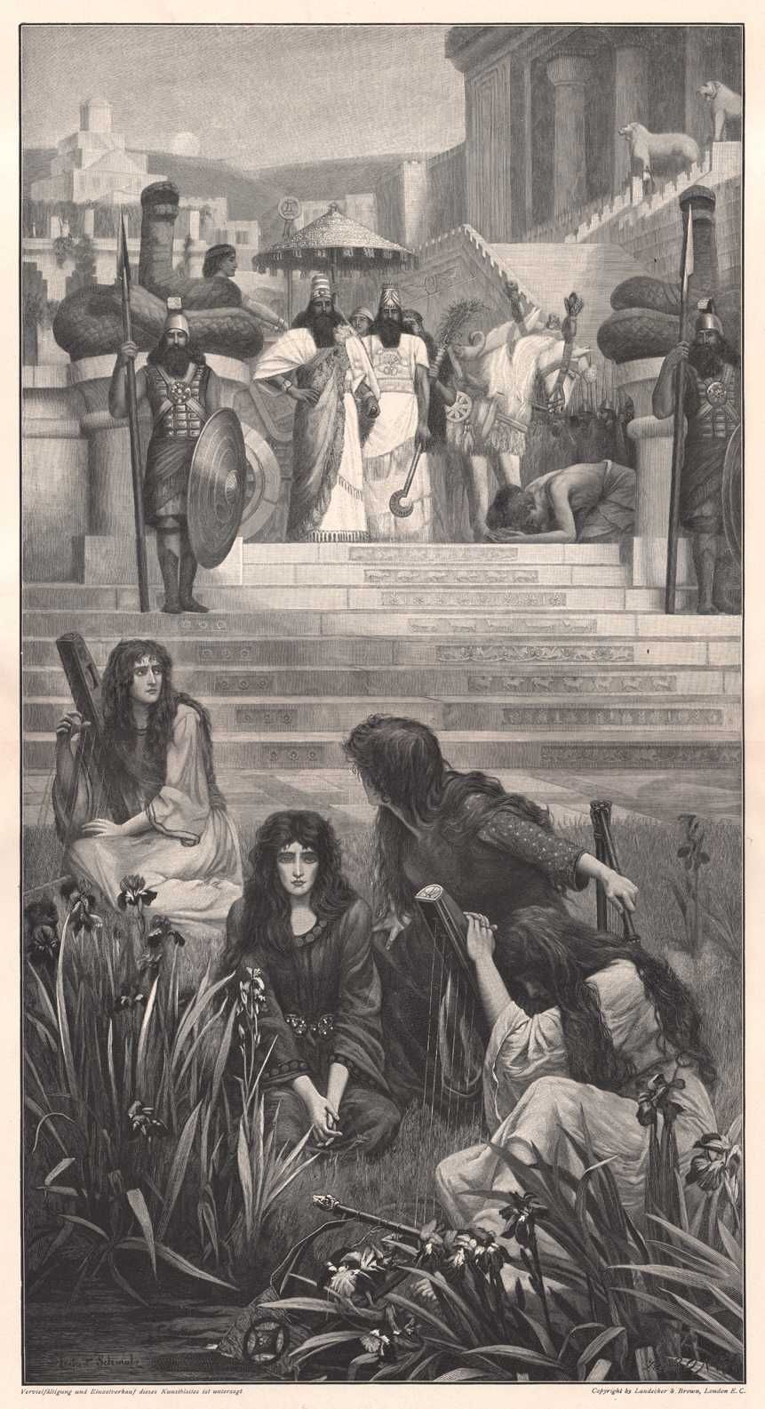 Schmalz: Babilon. Duży piękny drzeworyt ilustracyjny 1906 r. autentyk
