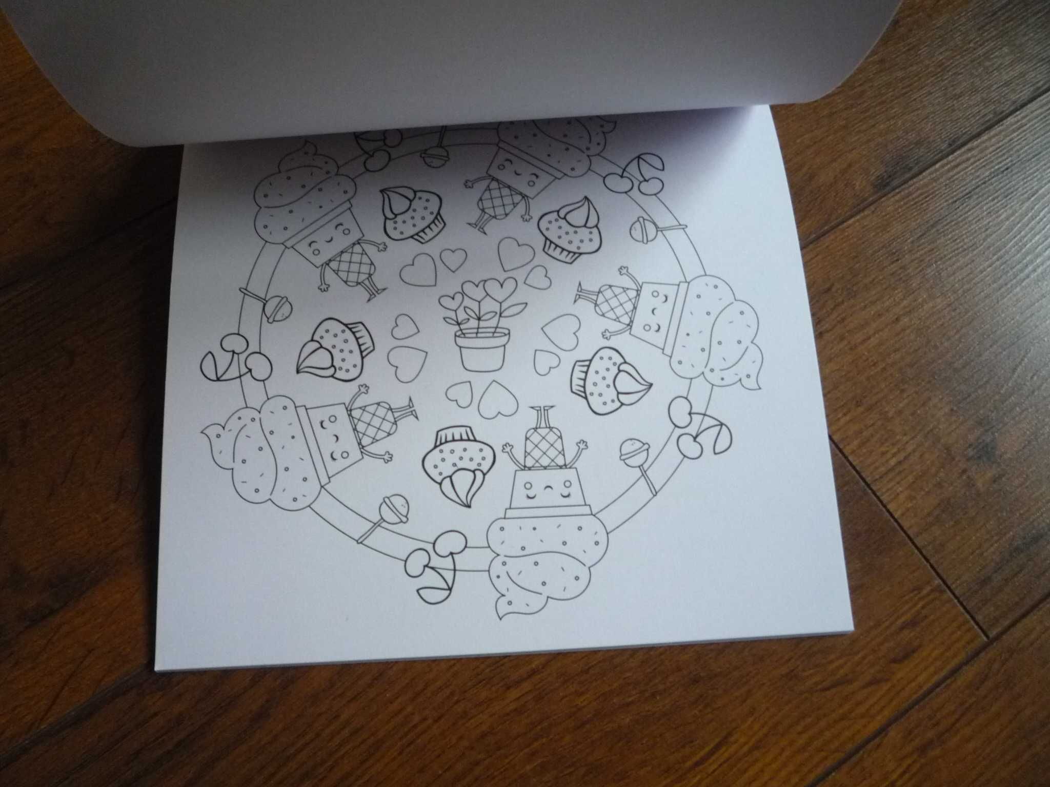 Mandala 20x20cm Kolorowanka torty lody ciasteczka desery