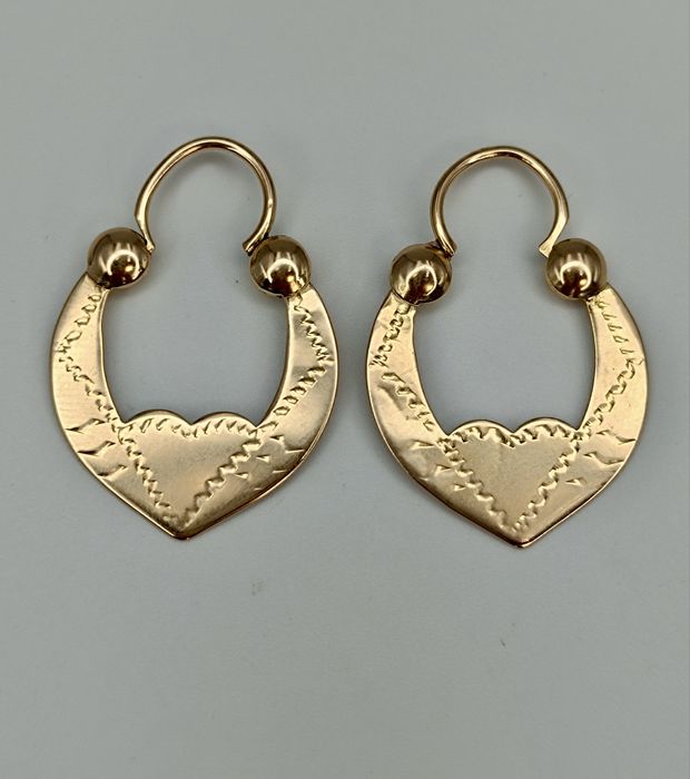 Советские  золотые серьги калачи (цыганские) 583 пробы