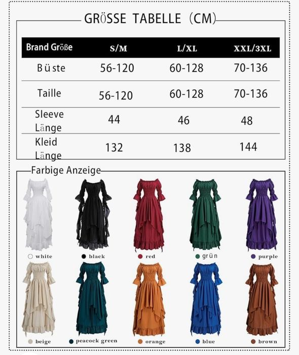 CR ROLECOS Sukienka wiktoriańska Kostium renesansowy Sukienka czarowni