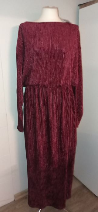 Next Burgundowa sukienka świąteczna Sylwester Wesele maxi Plus size 48