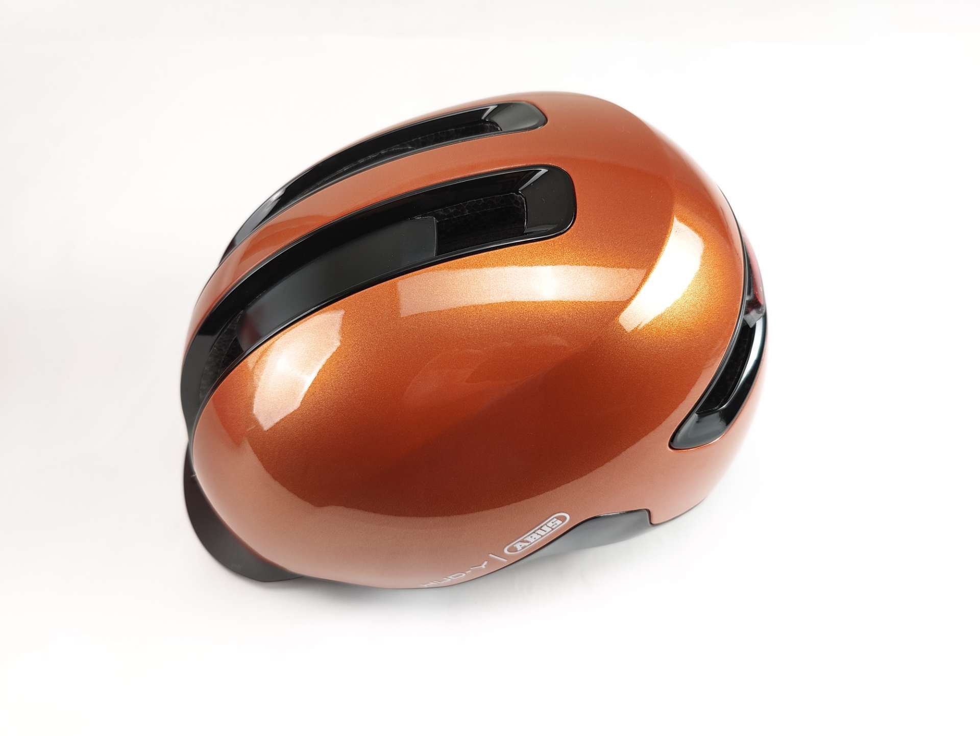 Kask rowerowy ABUS Hud-Y Pomarańczowy r. 51-55 cm Mocny LED