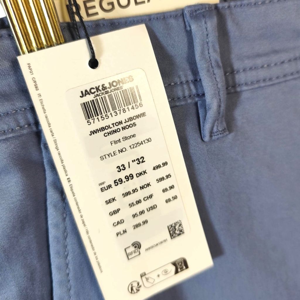 Nowe spodnie Jack & Jones bawełniane, regular fit, Flint Stone, szerok