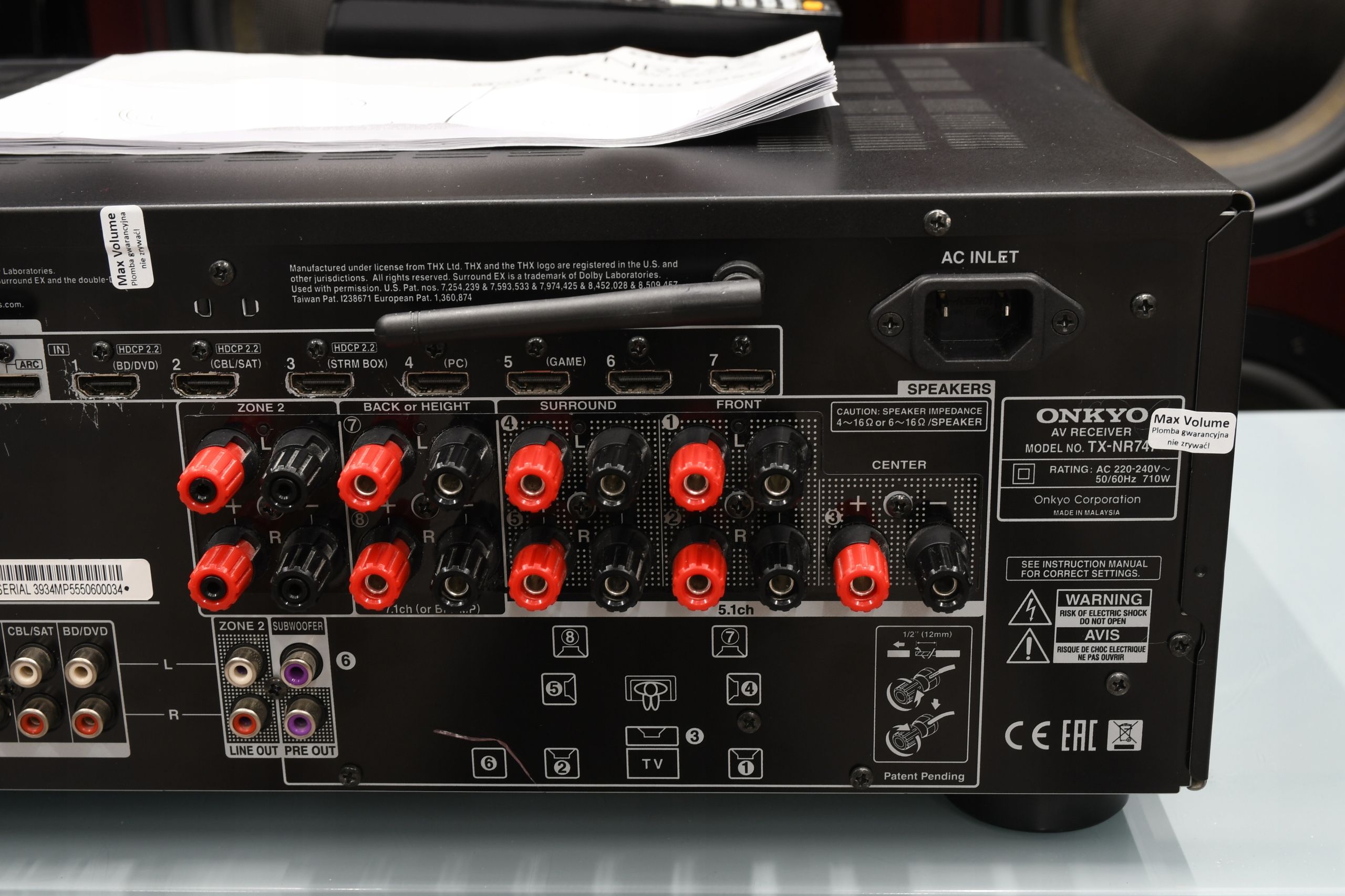 amplituner wzmacniacz do kina domowego stereo Onkyo TX-NR747 Atmos