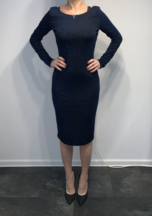 Miss Fashion 38 suknia czarna turkusowa nić