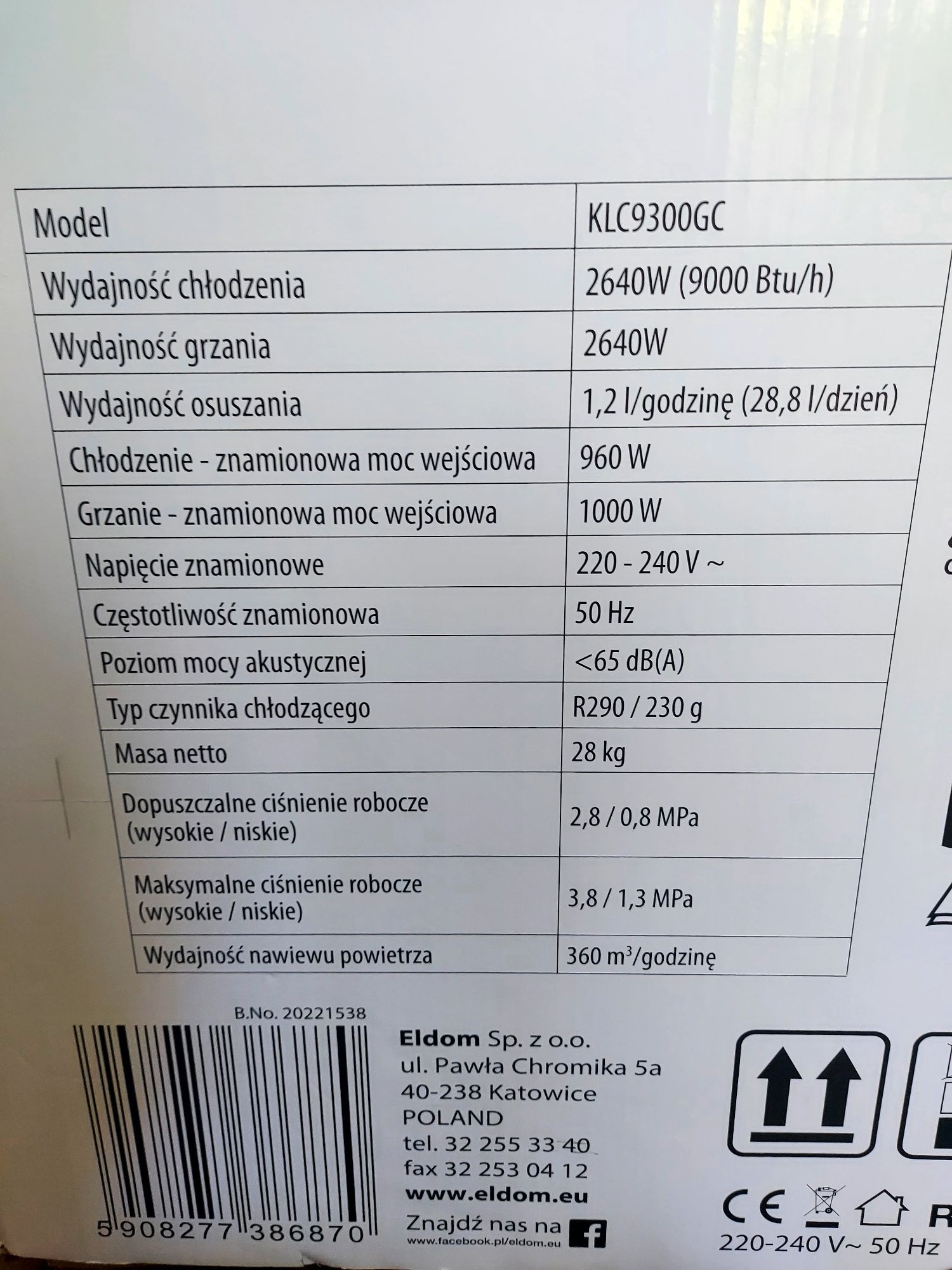 nowy klmatyzator Columbia KLC9300GC