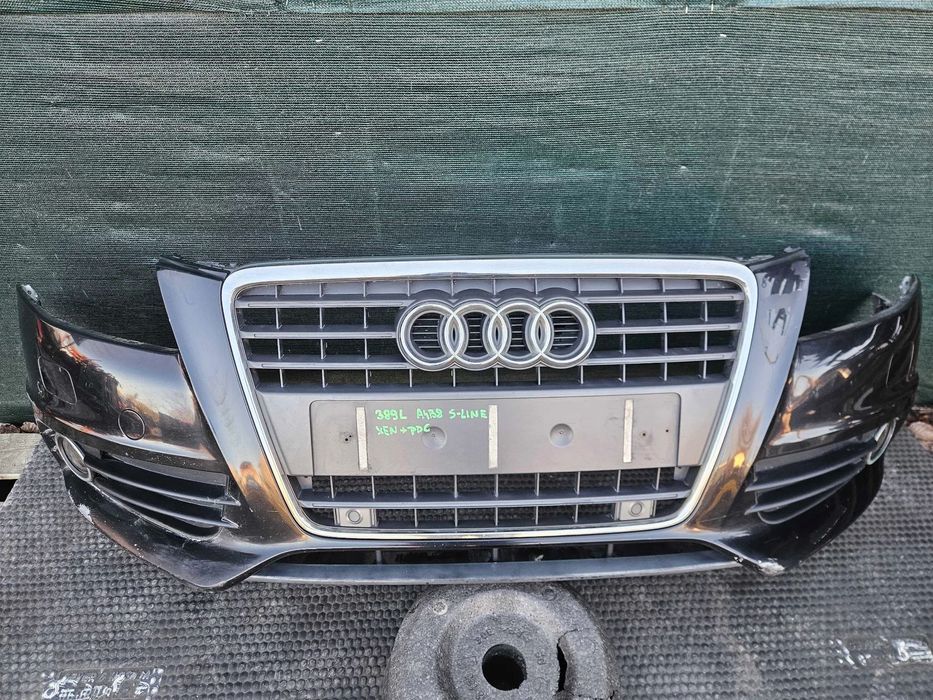 Zderzak Przód Przedni S-Line Czarny Spryski Xenon Czujniki PDC Atrapa Gril Kratki Halogeny Audi A4 B8 Sedan Kombi 08r