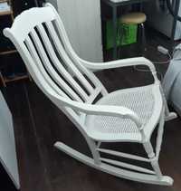 Retro Vintage Antiga Cadeira Branca Baloiço Madeira Maciça Palhinha