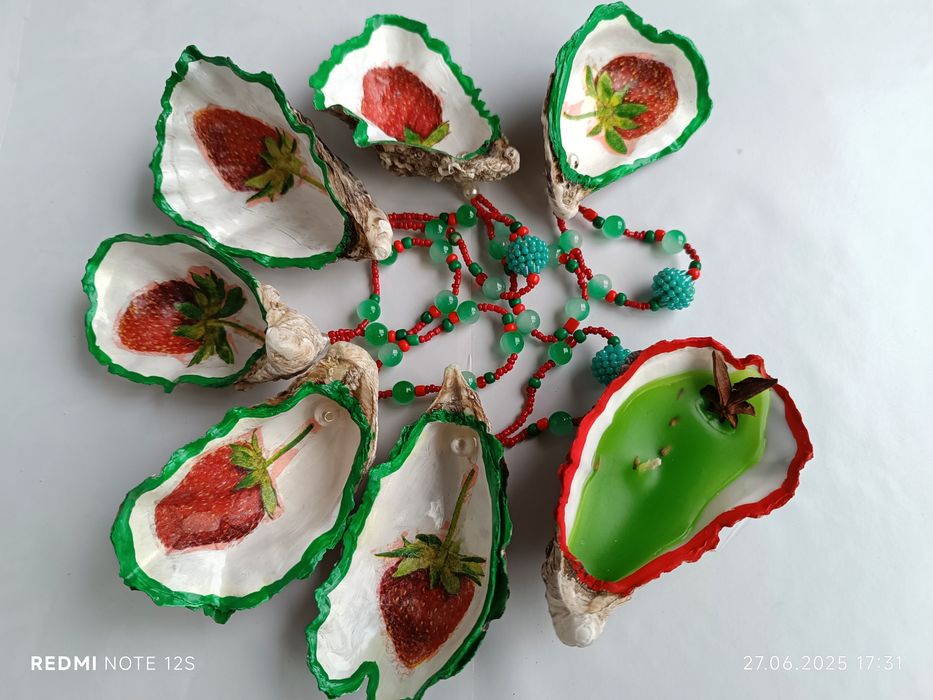 Кільця для серветок+ свічка Устриці Мушлі Набір для сервірування столу