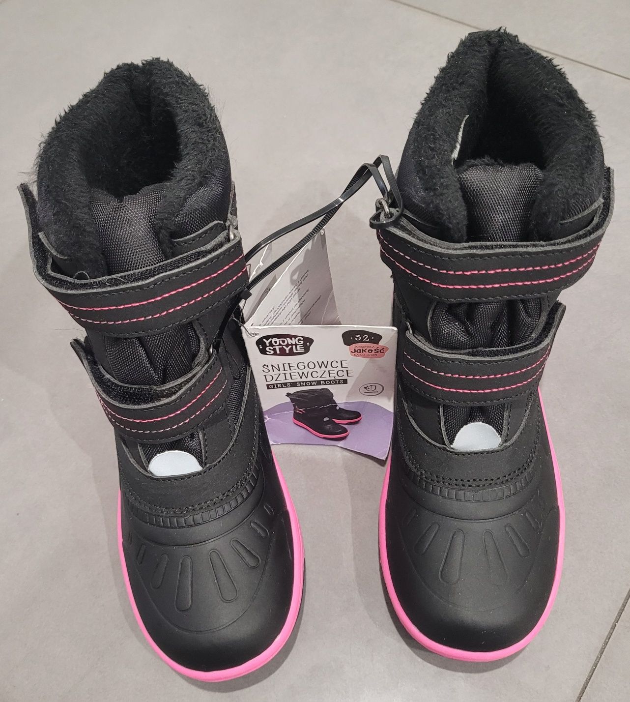 Nowe buty zimowe, śniegowce dziewczęce Young Style rozmiar 32