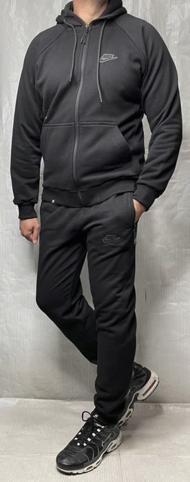 Мужской зимний теплый спортивный костюм Nike на флисе