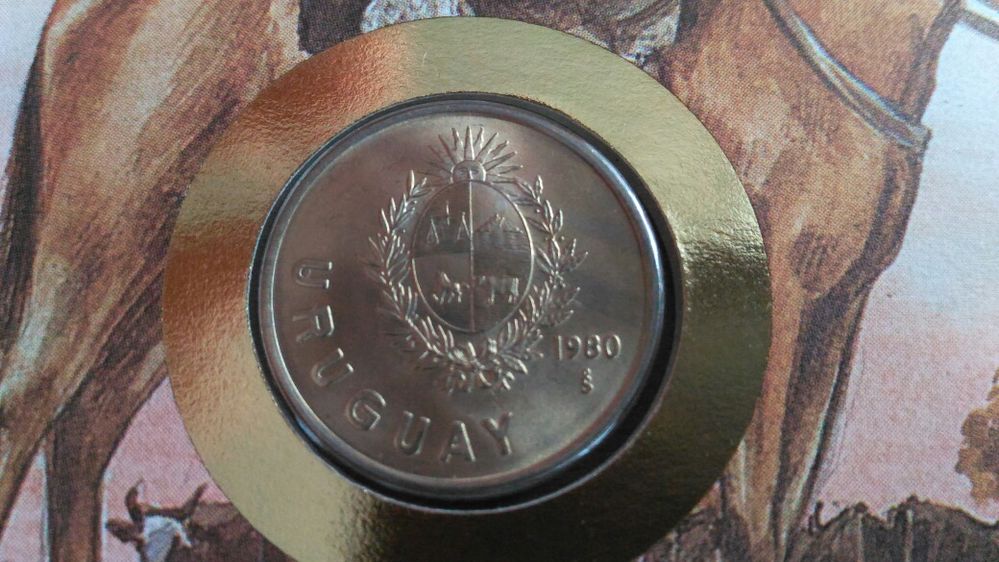 Koperta numizmatyczna Urugwaj 1 Nuevos Pesos 1980
