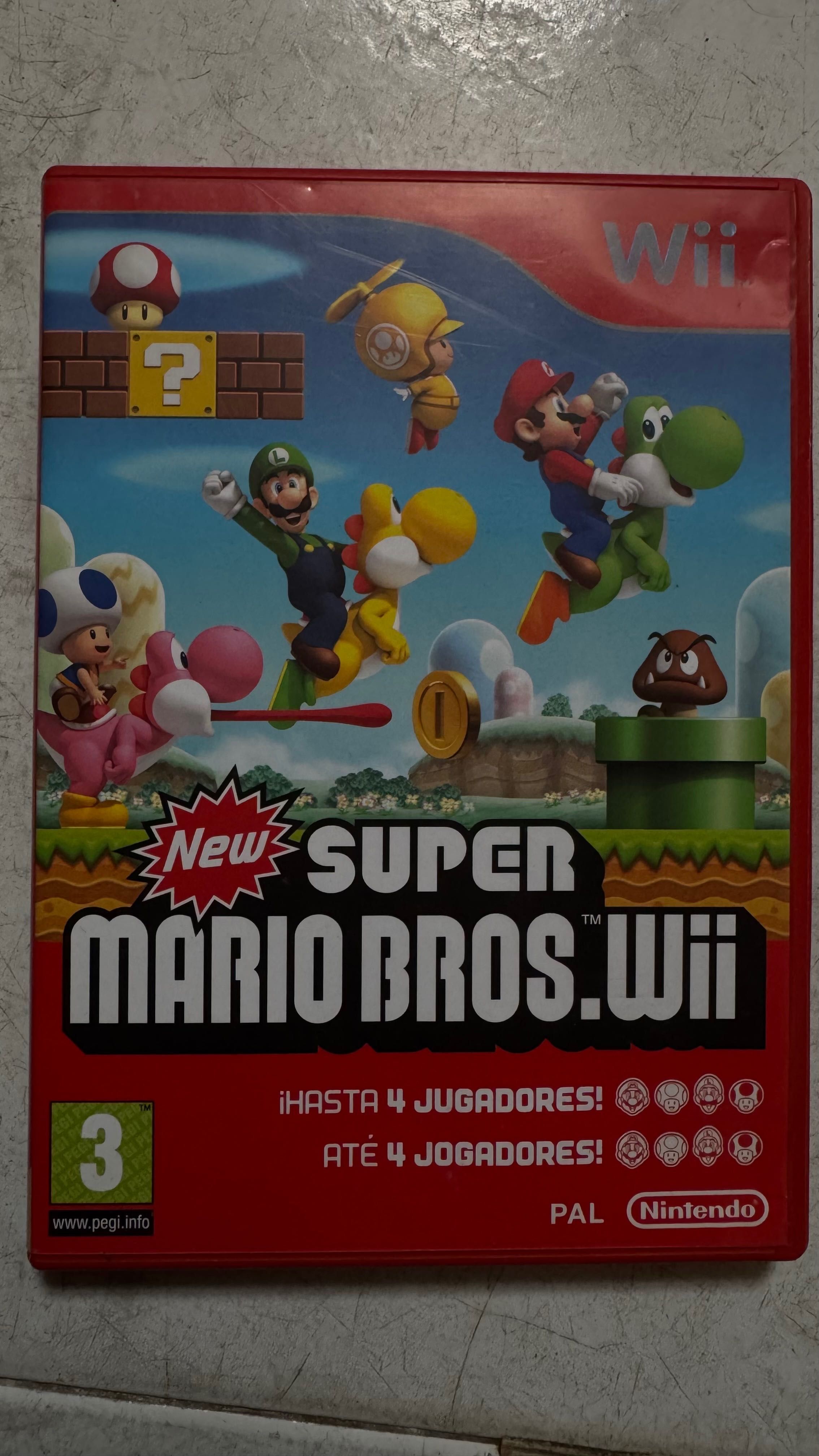 Wii + Comandos + Jogo Super Mário Bros + sensor