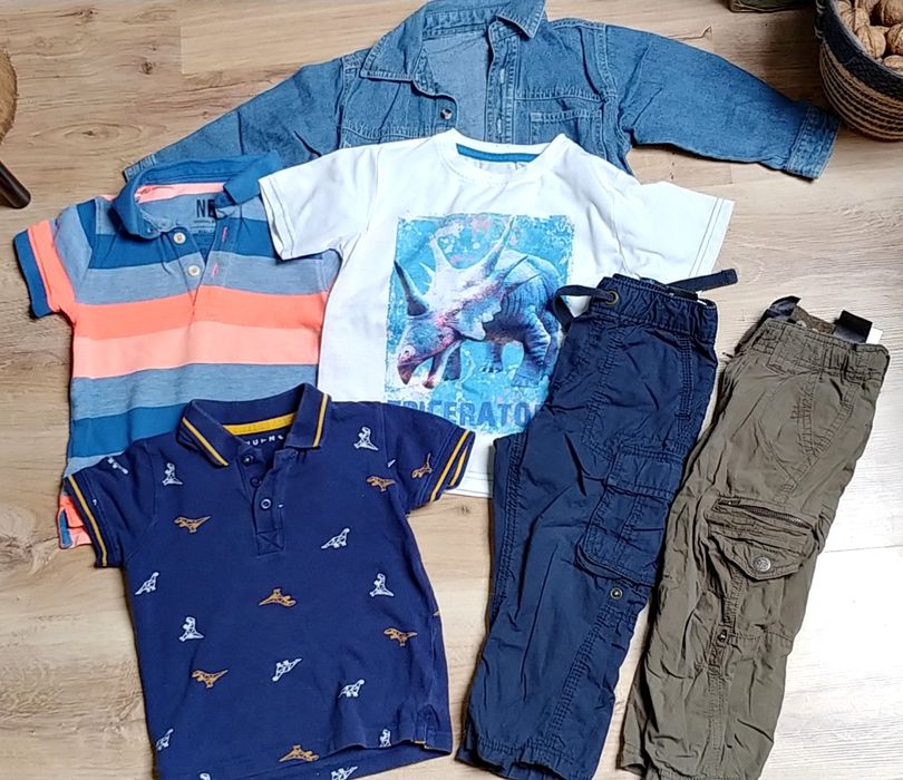 Zestaw dla chłopca 92 spodnie koszula jeans polo