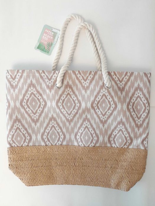 Nowa torba plażowa z nadrukiem_na ramię ( romby)