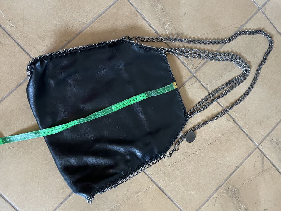 Czarna torebka shopper bag łańcuchy imitacja Stella
