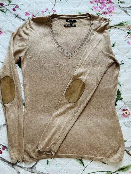 Brazowy sweter Massimo Dutti rozm M kaszmir jedwab