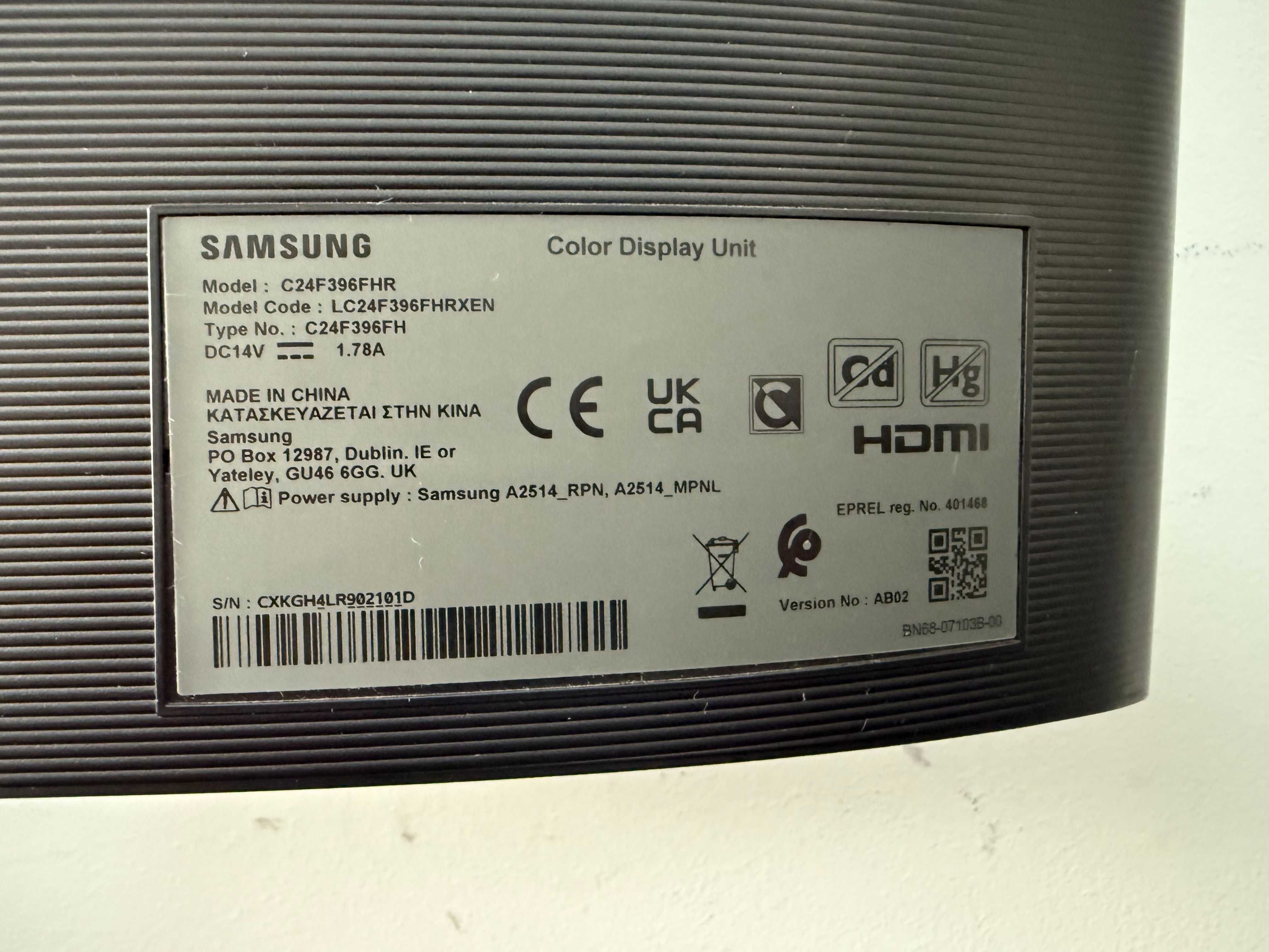 Monitor Samsung C24f396FHR