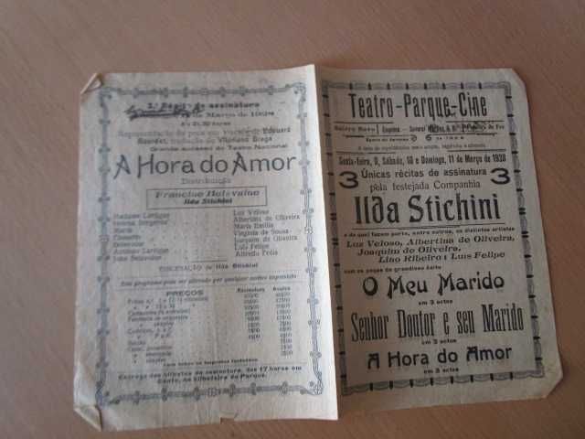 Programas folhetos antigos de teatro anos 10 - 20