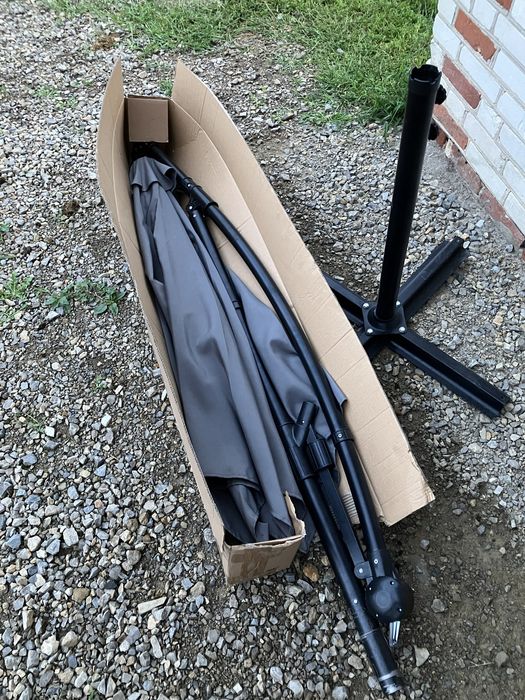 Parasol na taras bezowy skladany na korbke