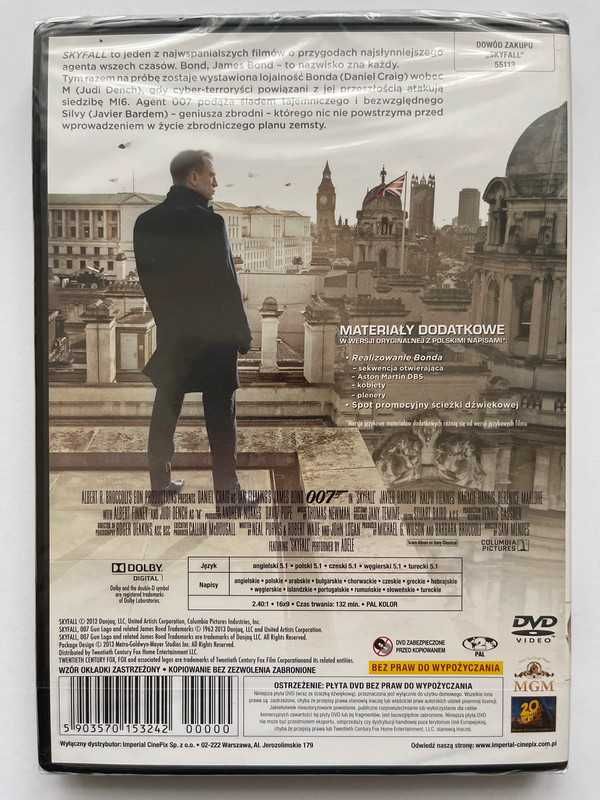 Skyfall 007 – nowy film na DVD, oryginalnie zafoliowany