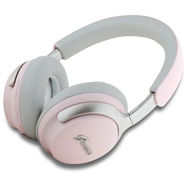 Słuchawki nauszne Bluetooth Guess Metal Script Logo ANC/ENC - różowe