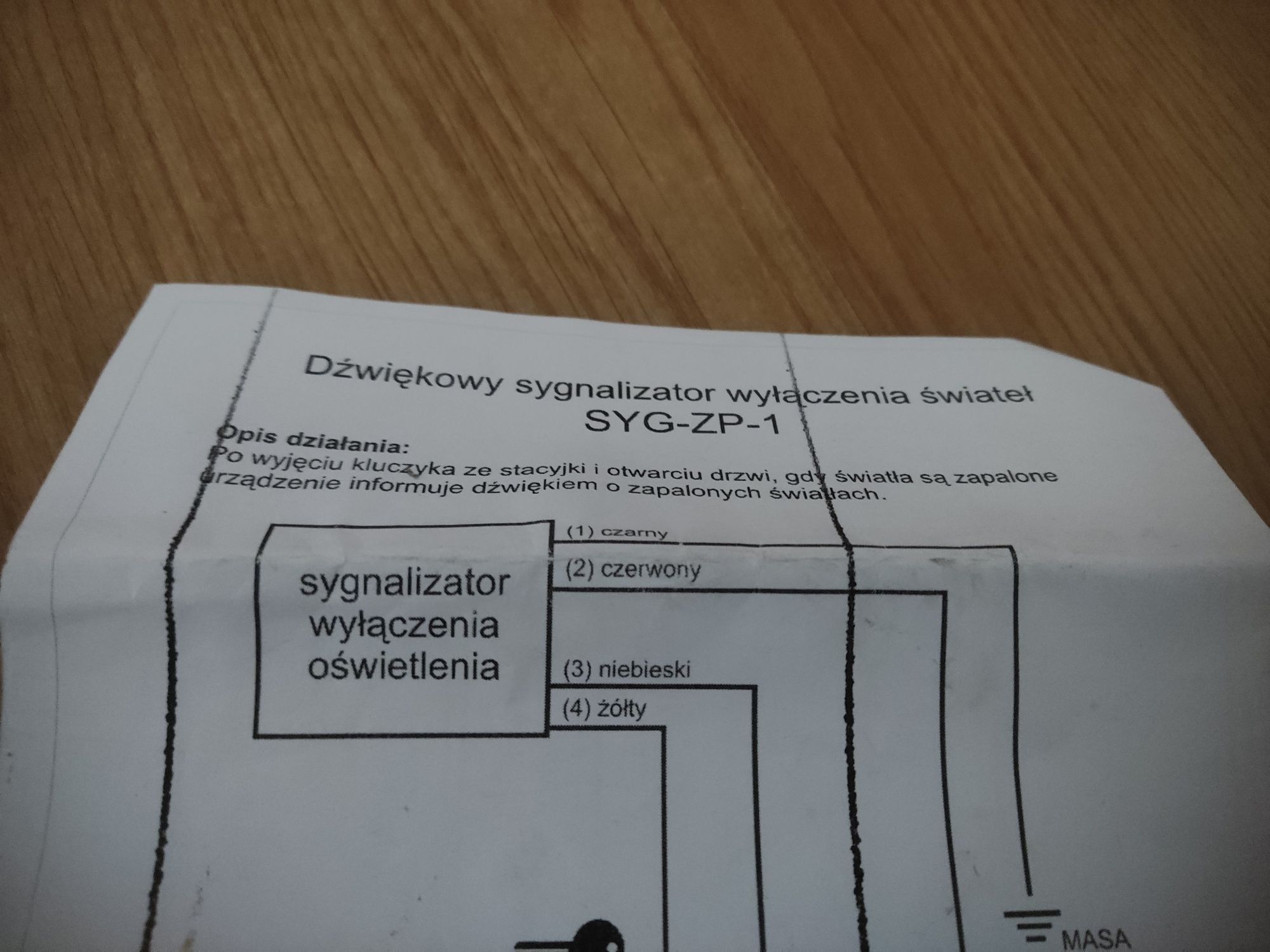 Dźwiękowy sygnalizator wyłączenia świateł SYG-ZP-1